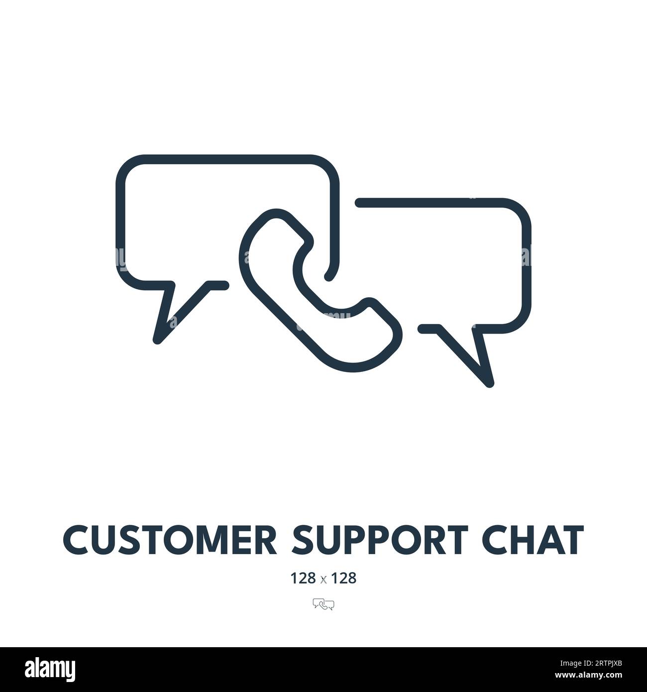 Customer Support Chat Icon. Contact, Phone, Message. Editable Stroke. Simple Vector Icon Stock Vector
