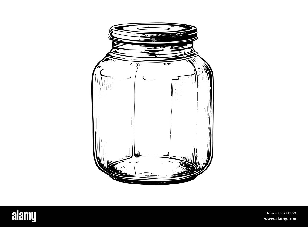 Empty glass jars ink sketch. Vector vintage black engraving