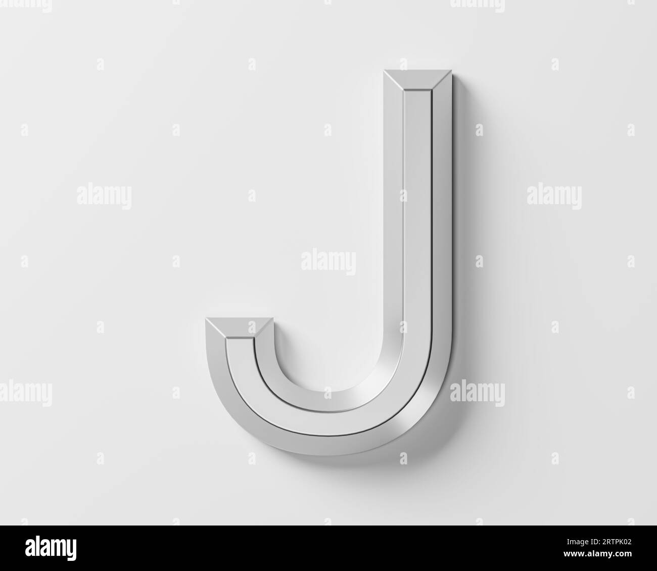 Letters made of metal. 3d illustration of iron alphabet isolated on