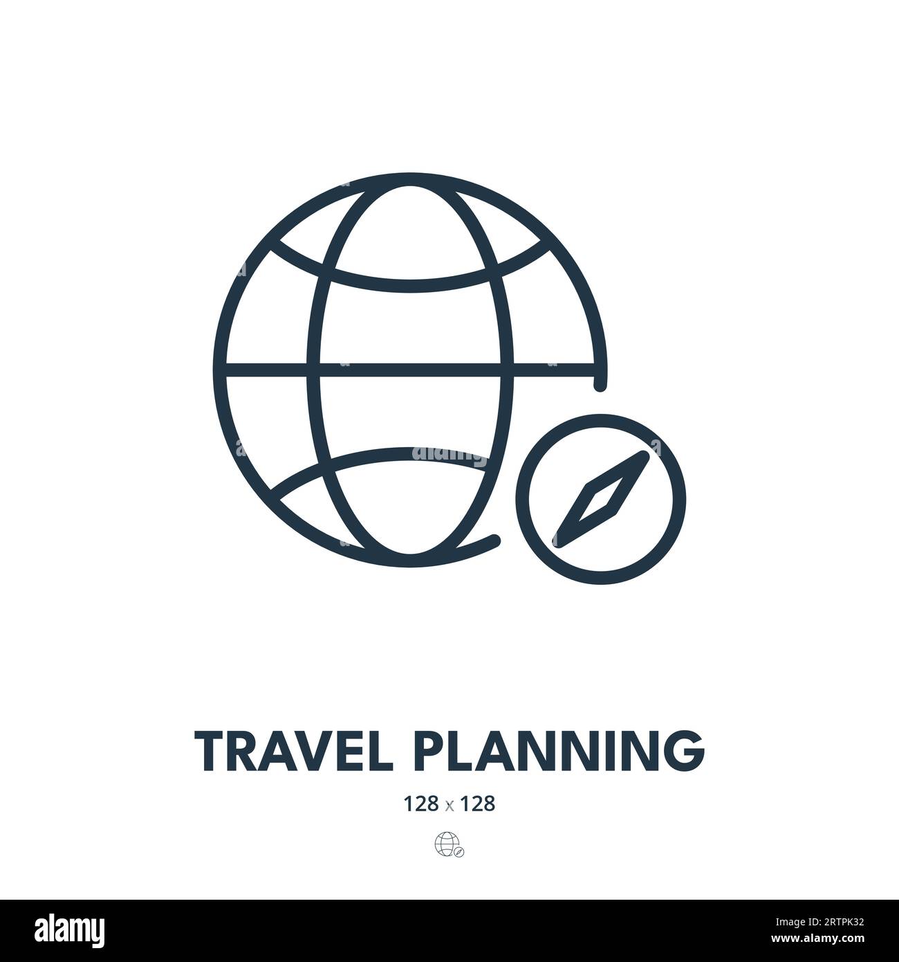 Travel Planning Icon. Holiday, Booking, Reservation. Editable Stroke. Simple Vector Icon Stock Vector