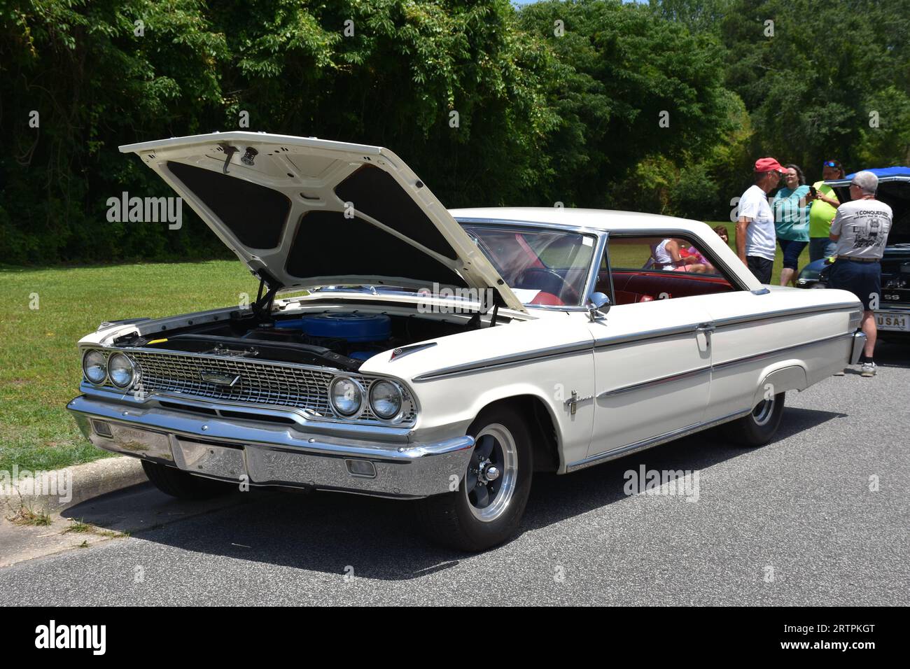 A 1963 Ford Galaxy 500 on display at a car show. Stock Photo