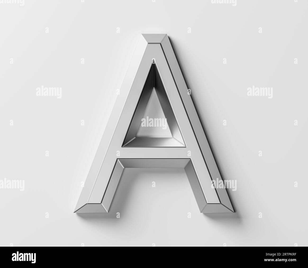 Letters made of metal. 3d illustration of iron alphabet isolated on