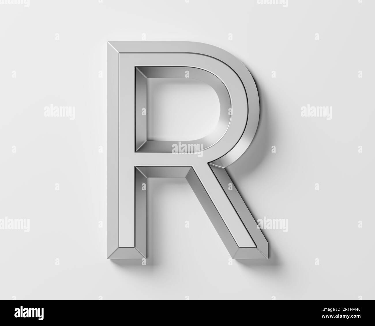 Letters made of metal. 3d illustration of iron alphabet isolated on