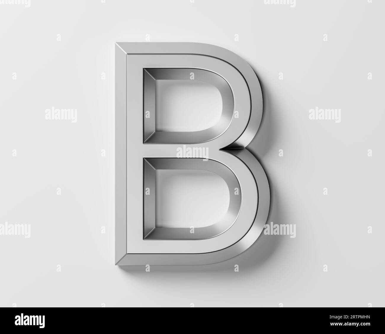 Letters made of metal. 3d illustration of iron alphabet isolated on