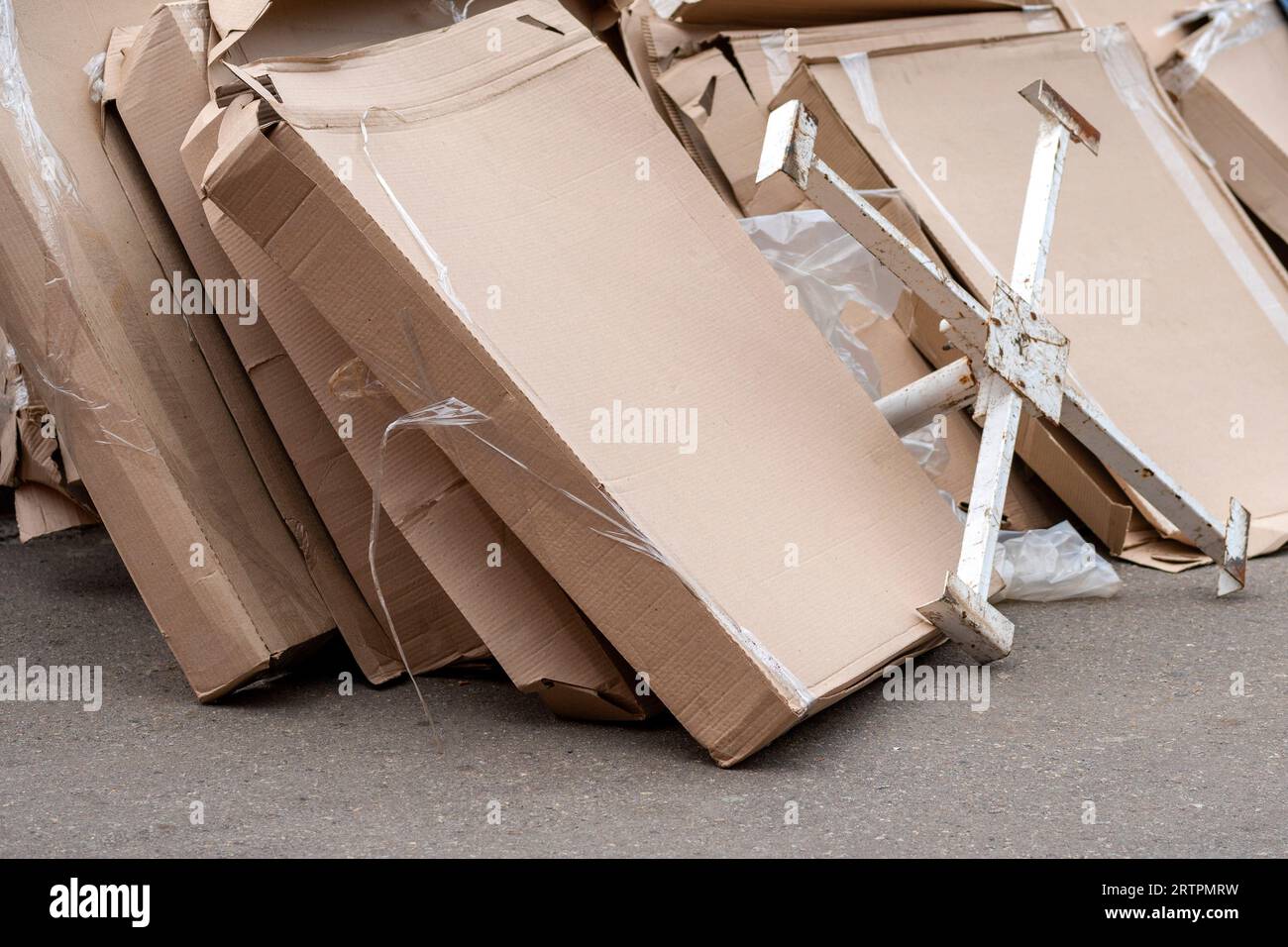 Heap of packings from paper. The scattered cardboard packings. A lot of