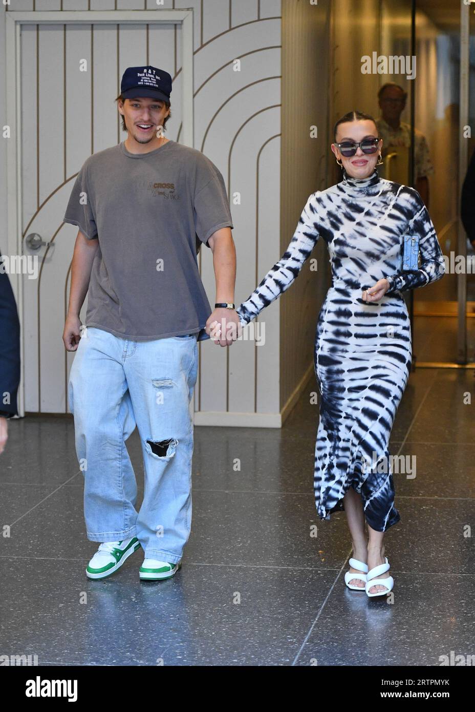 Jake Bongiovi and Millie Bobby Brown leave NBC Studios on September 14, 2023  in New York City Stock Photo - Alamy