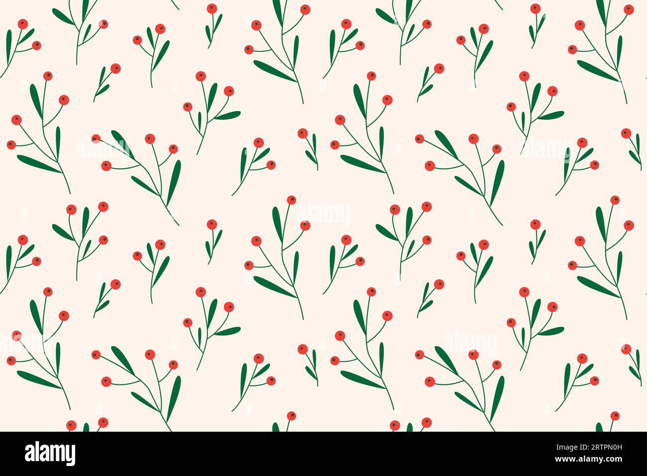 winter seamless pattern with red berries twigs- vector illustration Stock Vector
