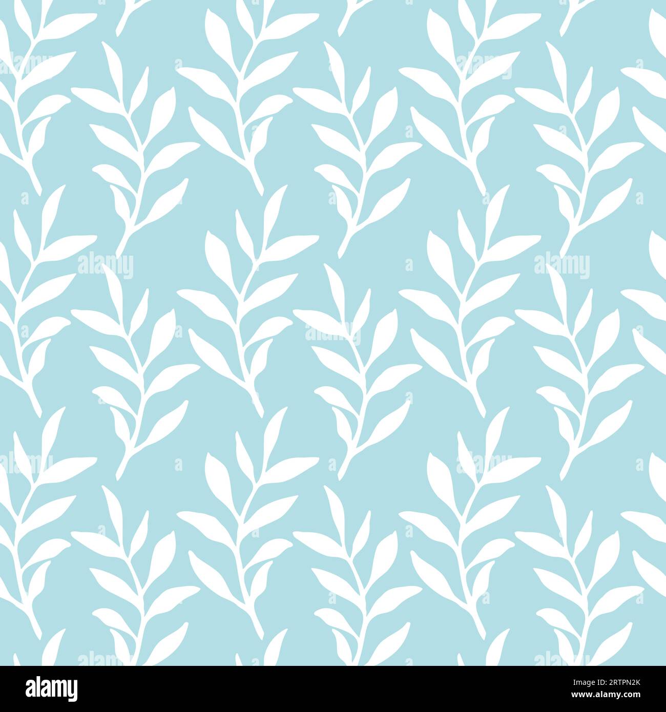 Blue leaves seamless pattern for surface design, textile, wallpaper. Silhouette floral elements, vector background Stock Vector