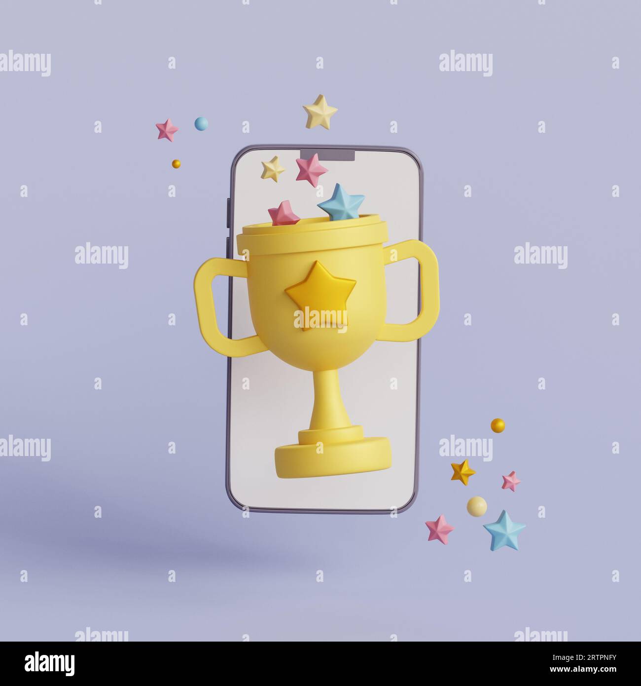 Smartphone with trophy cup. 3d render illustration Stock Photo - Alamy