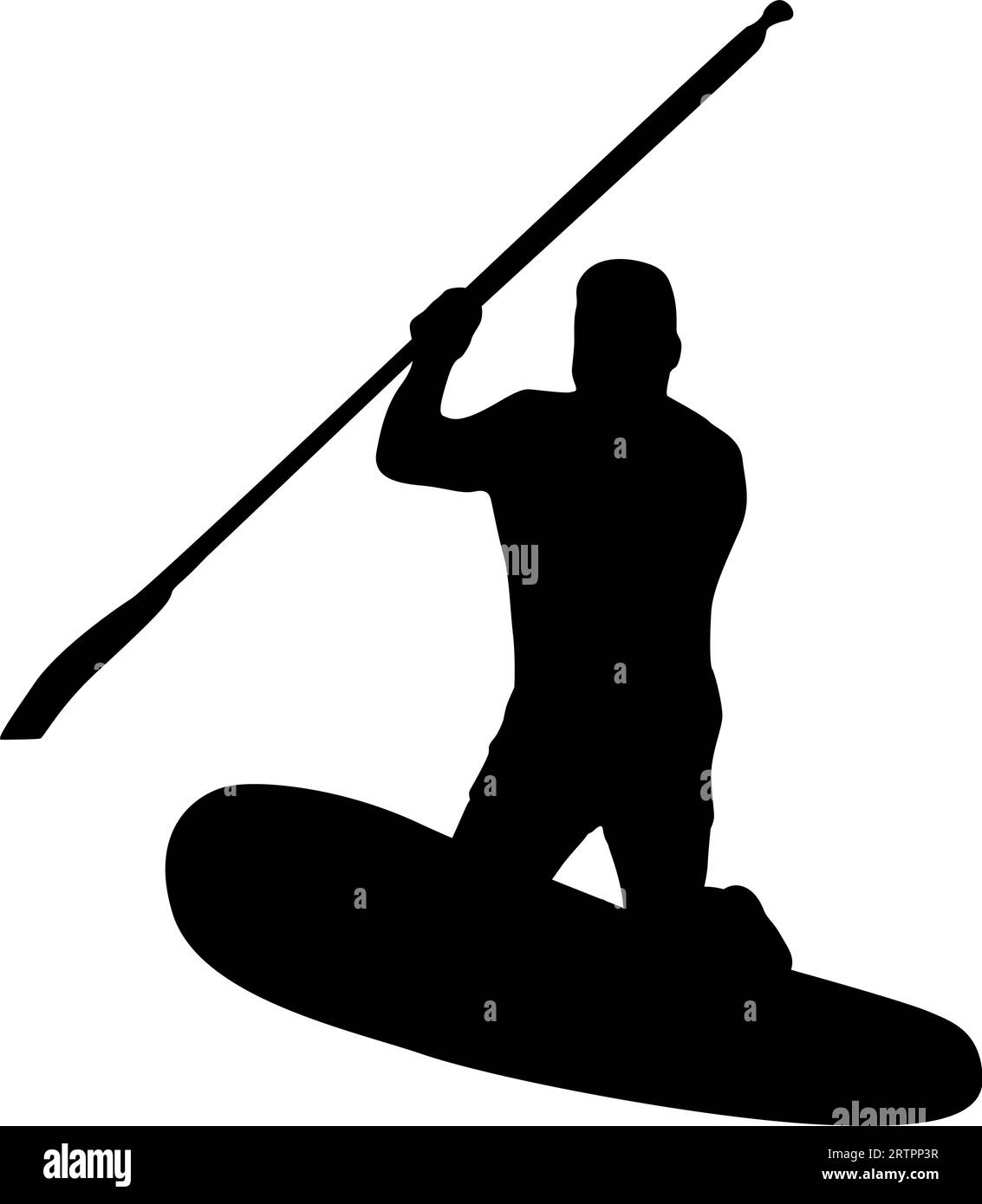 Silhouette of the Sport sup boat and oars. on a white background Stock