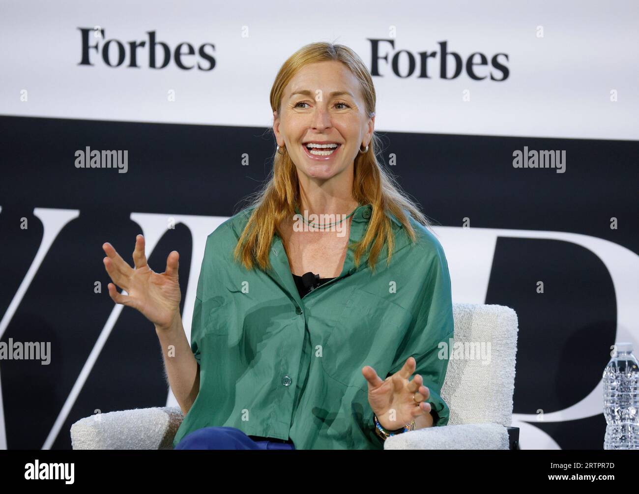 New York, United States. 14th Sep, 2023. CEO of Milk Bar Christina Tosi  speaks at the Forbes Power Women's Summit on Thursday, September 14, 2023  at Jazz at Lincoln Center in New