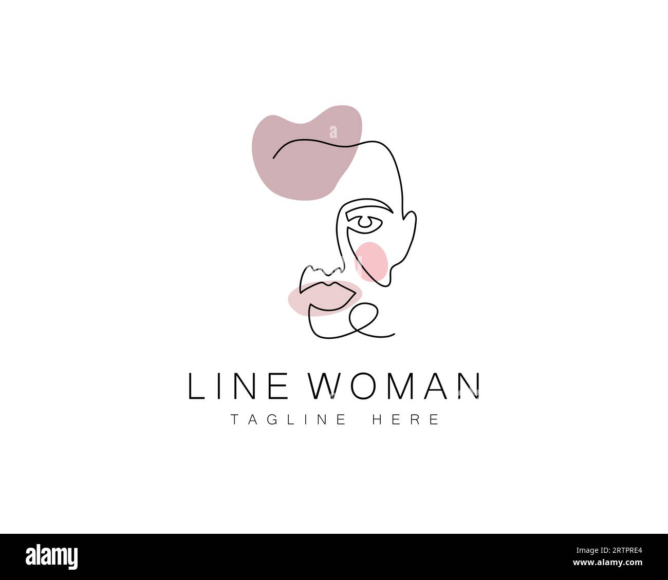 Man face with mustache and lips vector logo design. Modern minimalist