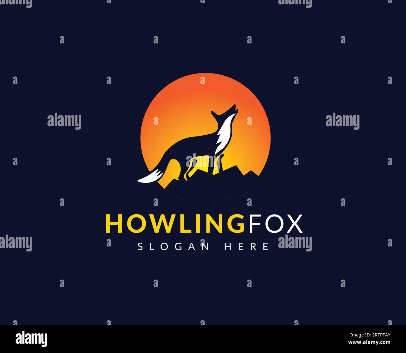 howling wolf logo vector icon illustration design template - fox logo