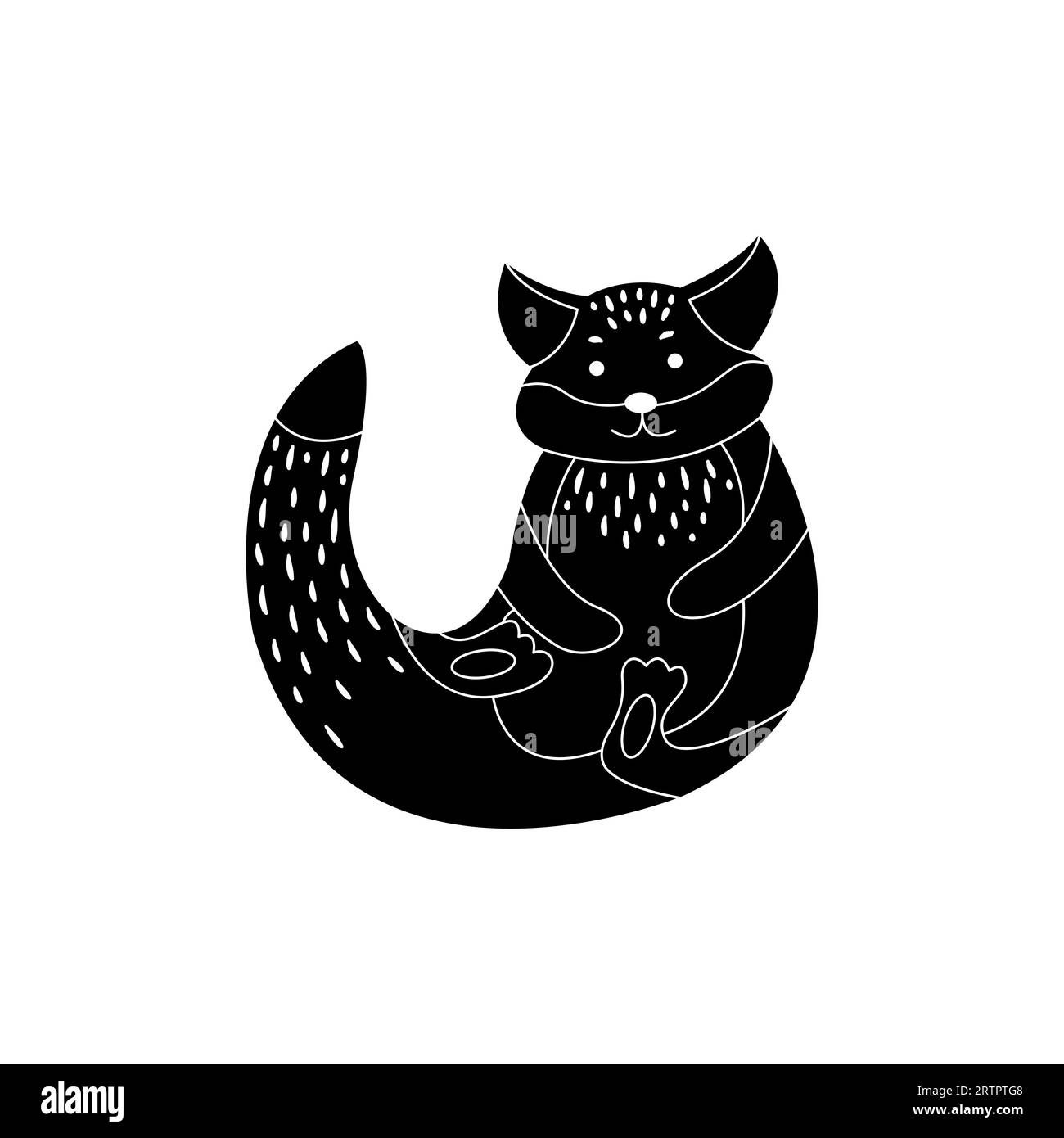 Cute cartoon raccoon. Forest animal vector. Linocut style vector