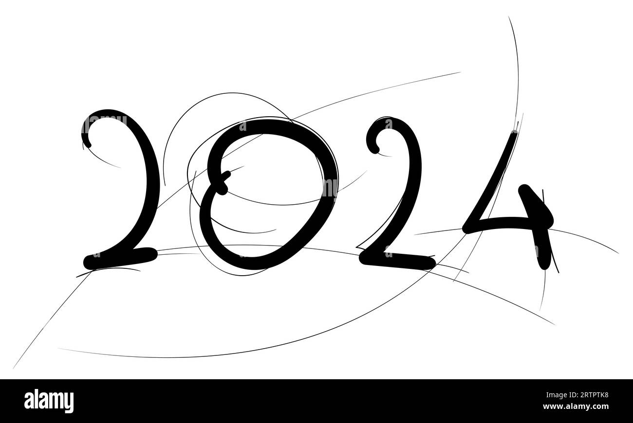 2025 handwritten year date numbers made from rounded black lines and