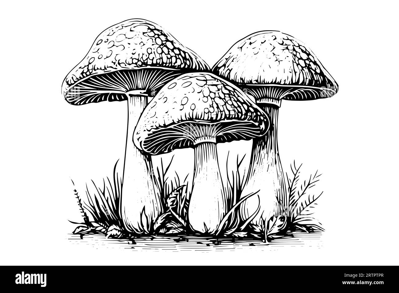 Fly agaric mushroom hand drawn sketch. Engraving vintage style vector ...