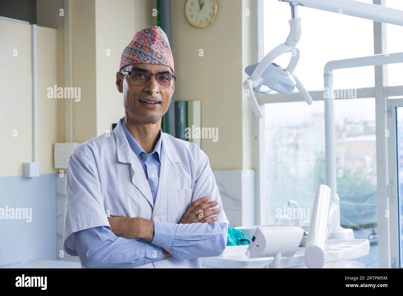 Kathmandu, Nepal September 02, 2023 A confident Nepali Dentist with