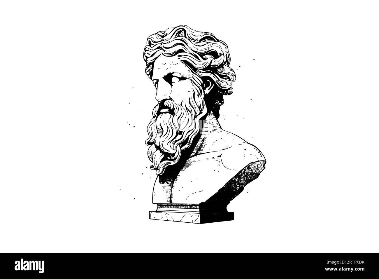 Antique statue head of greek sculpture sketch engraving style vector