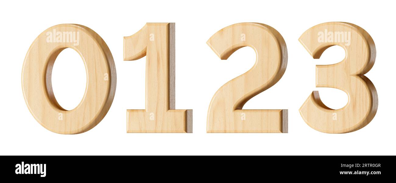 Digit Letters Letters and digits made of wood. 3d illustration of wooden alphabet ...