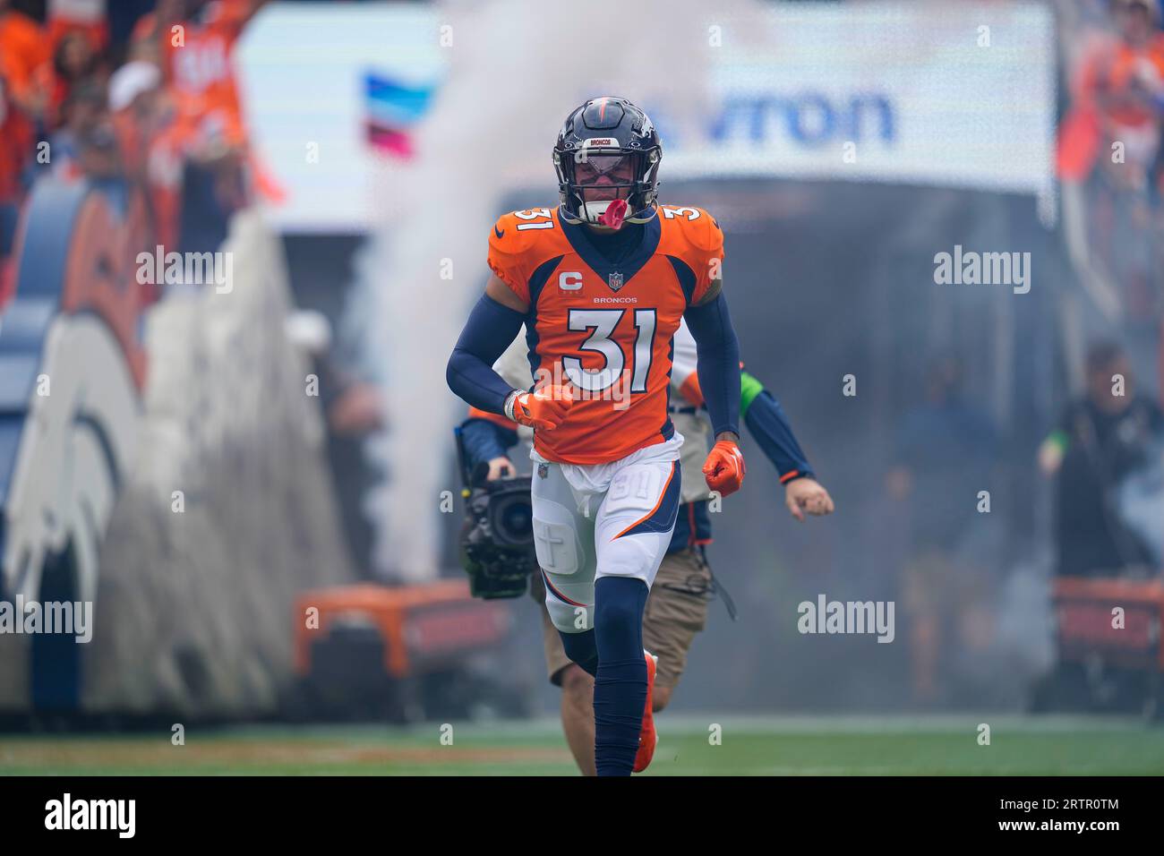Denver Broncos safety Justin Simmons (31) takes the field for player ...