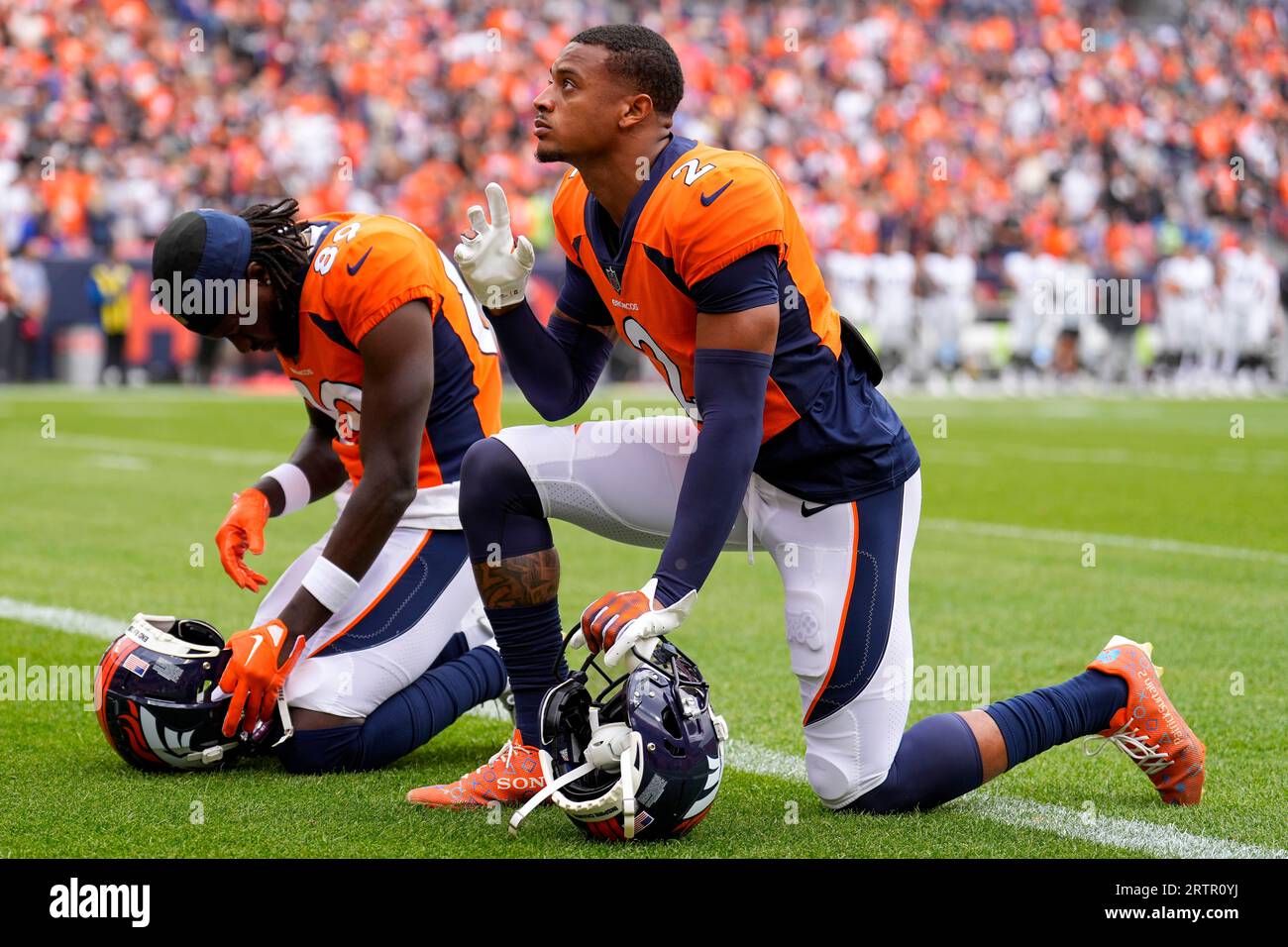 Denver Broncos wide receiver Brandon Johnson (89) celebrates