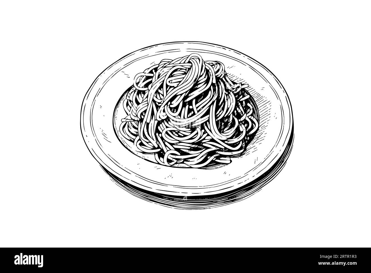 Italian pasta. Spaghetti on a plate, fork with spaghetti Vector