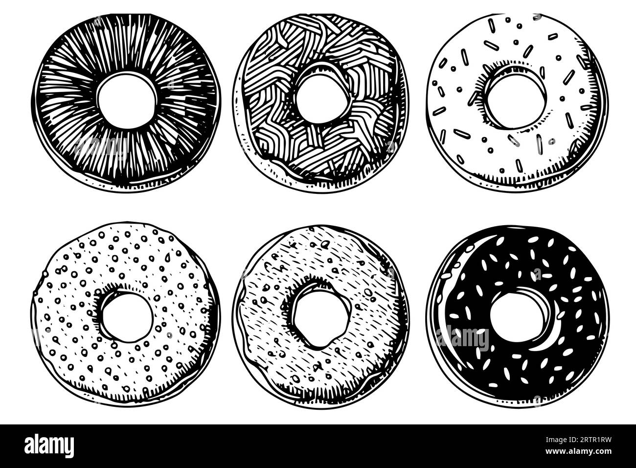 Cartoon donuts Black and White Stock Photos & Images - Alamy