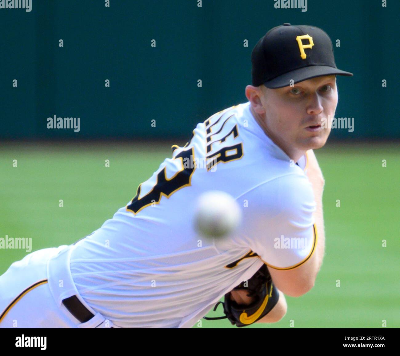 Pittsburgh, United States. 14th Sep, 2023. Pittsburgh Pirates starting pitcher Mitch Keller (23) throws in the first inning against Washington Nationals at PNC Park on Thursday, September 14, 2023 in Pittsburgh. Photo by Archie Carpenter/UPI Credit: UPI/Alamy Live News Stock Photo