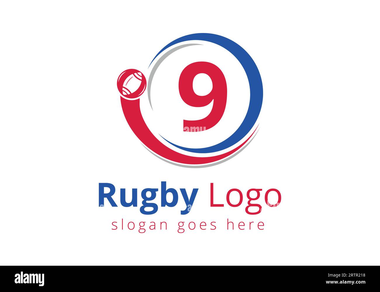 Initial 9 monogram alphabet with Rugby, Football Logo Combine With ...