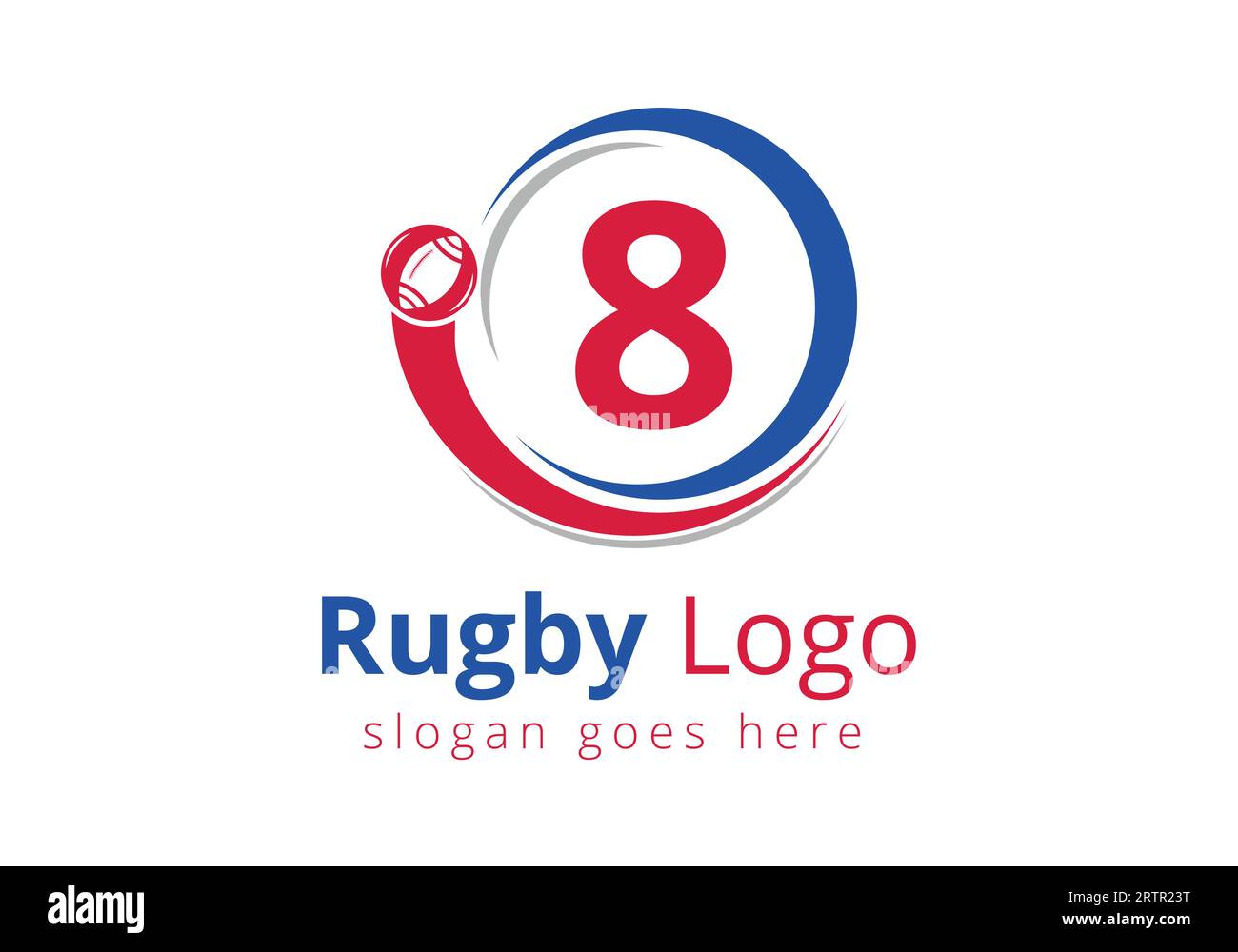 Initial 8 monogram alphabet with Rugby, Football Logo Combine With ...