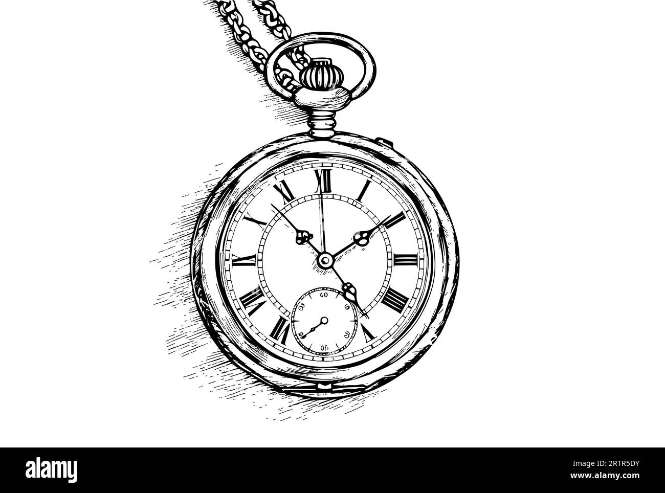 Antique pocket watch vintage engraved hand drawn vector illustration