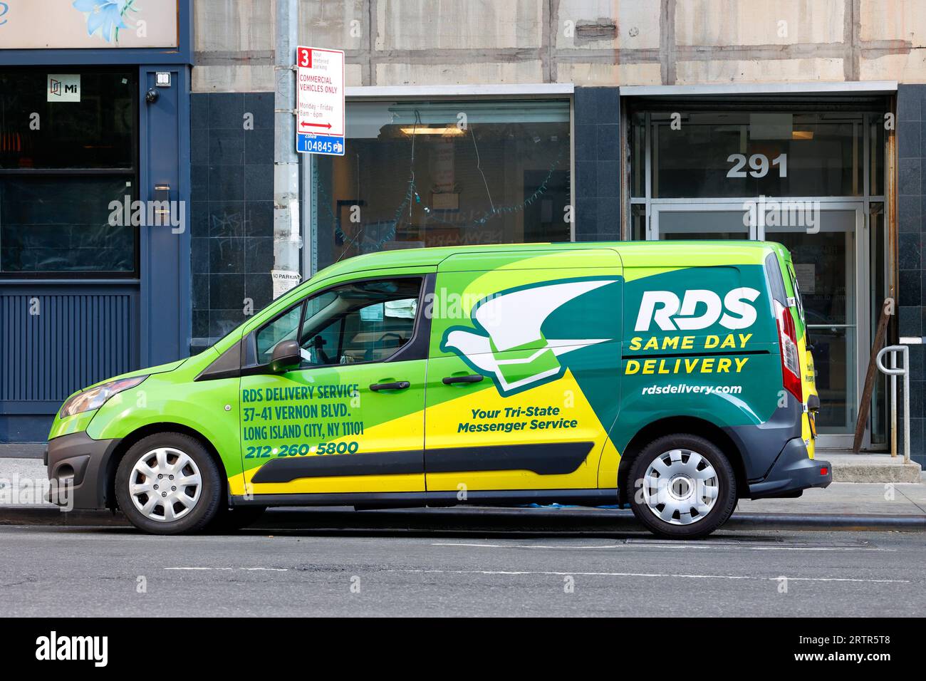 A RDS same day courier messenger delivery vehicle in New York City. Stock Photo