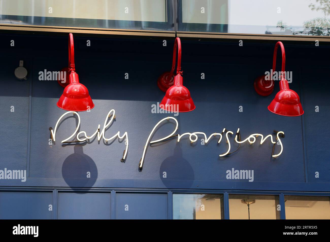 Signage for Daily Provisions, a fast casual cafe from Danny Meyers Union Square Hospitality Group, at Hudson Yards, New York City Stock Photo