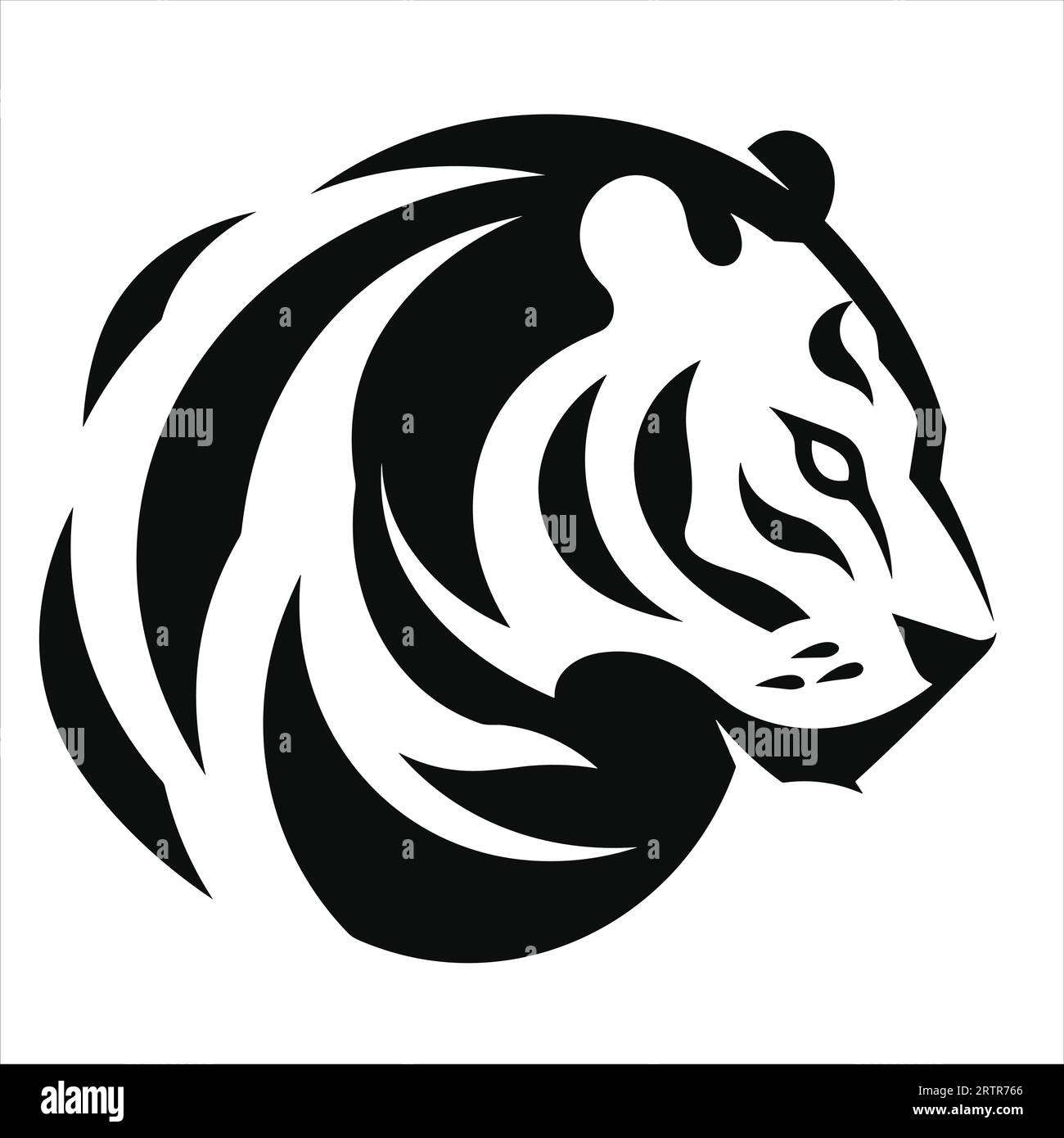 Tiger line art vector silhouette Stock Photo - Alamy