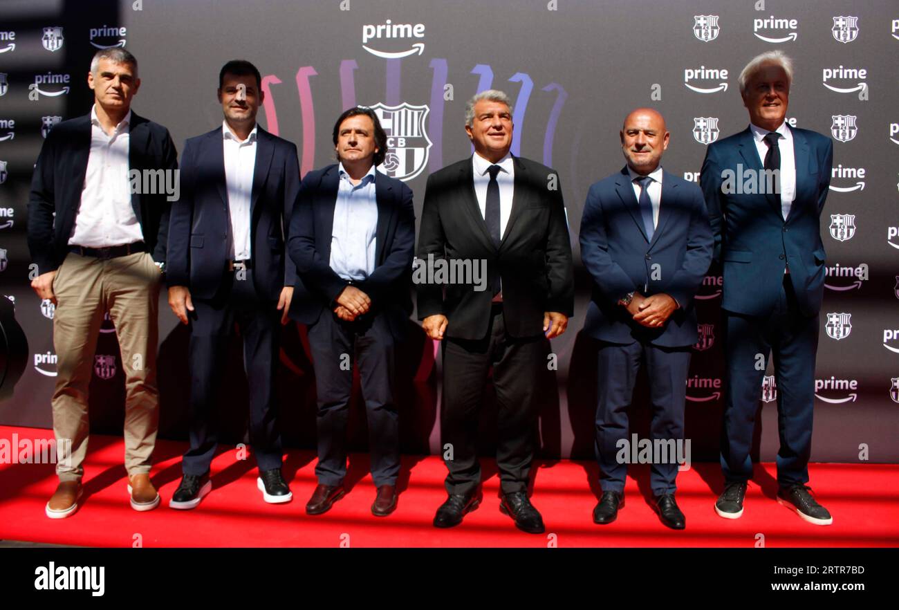 Sabadell, Barcelona, Spain. 14th Sep, 2023. Barcelona Spain 14.09.2023 Joan  Laporta (FC Barcelona) and his board during the Prime Video A New Era II at  Camp Nou on 14 September 2023 in