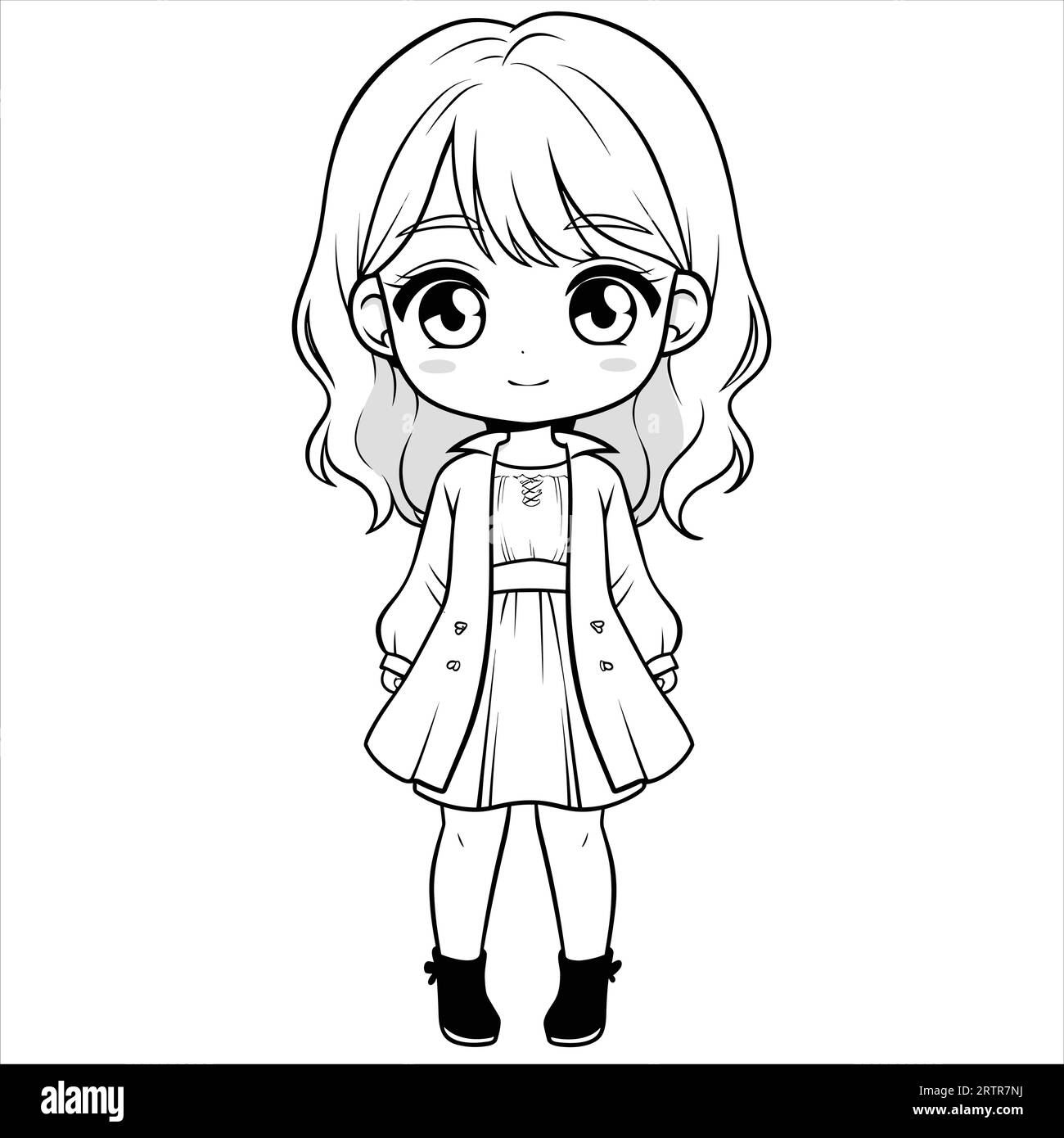 Simple female vector cute chibi fashionable flat vector Stock Vector ...