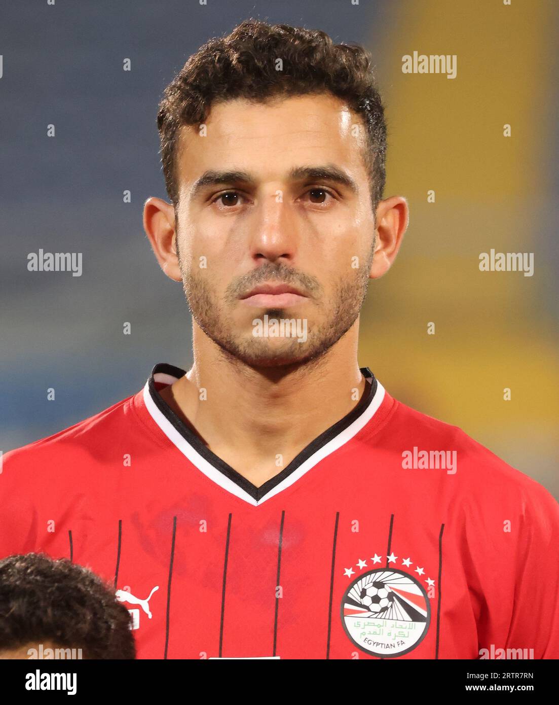 Egypt, Cairo 12 September 2023 Hamdi Fathi of Egypt head shot, profile in home kit during