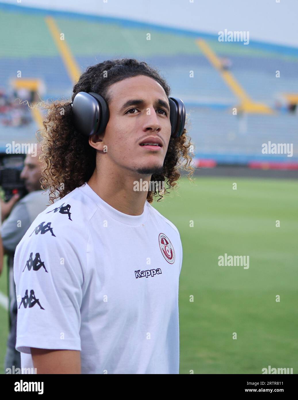 Egypt, Cairo - 12 September 2023 - Hannibal Mejbri of Tunisia with headphone during friendly international match between Egypt and Tunisia at 30th Jun Stock Photo