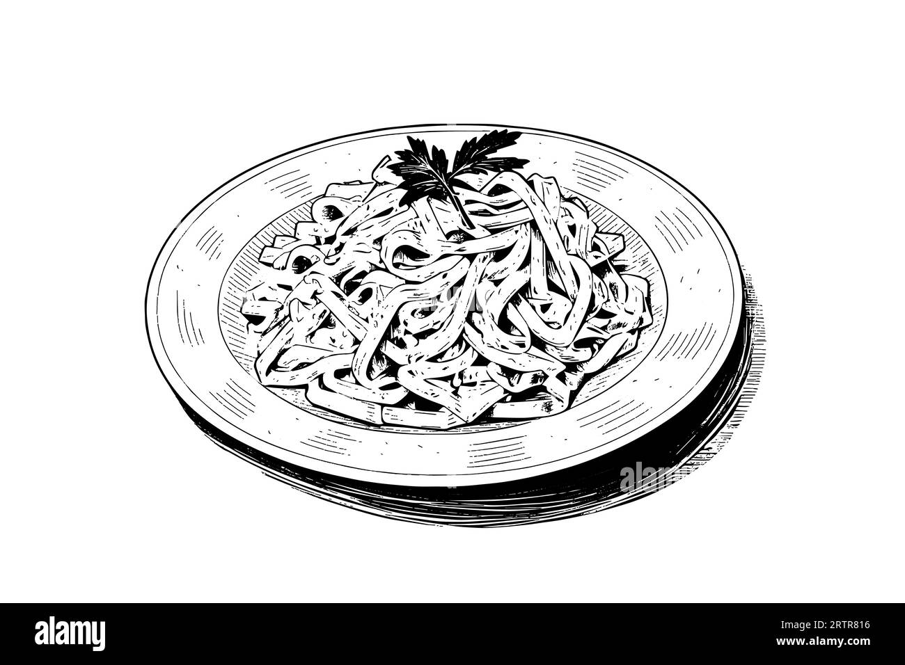 Italian pasta. Spaghetti on a plate, fork with spaghetti Vector
