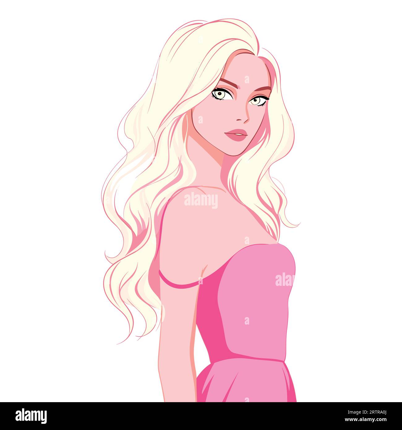 Beautiful Blonde Girl Wearing Pink Dress Vector Stock Vector Image ...
