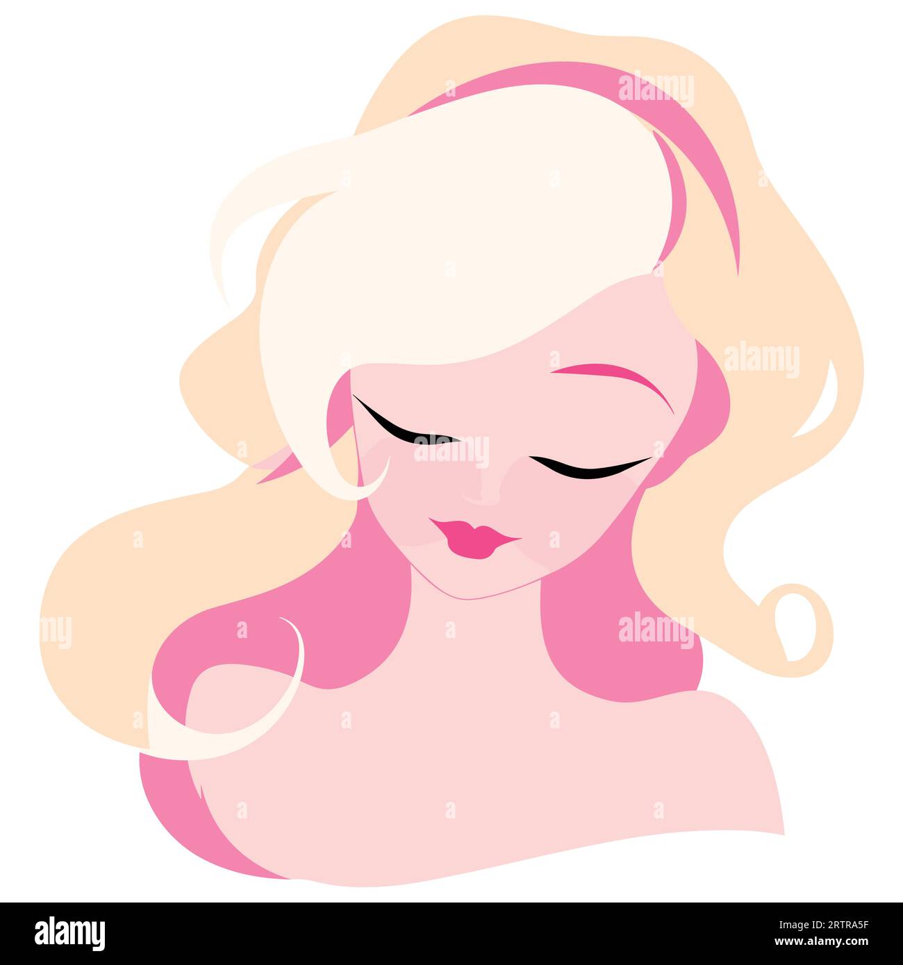 Beautiful Blonde Girl Wearing Pink Dress Vector Stock Vector Image ...