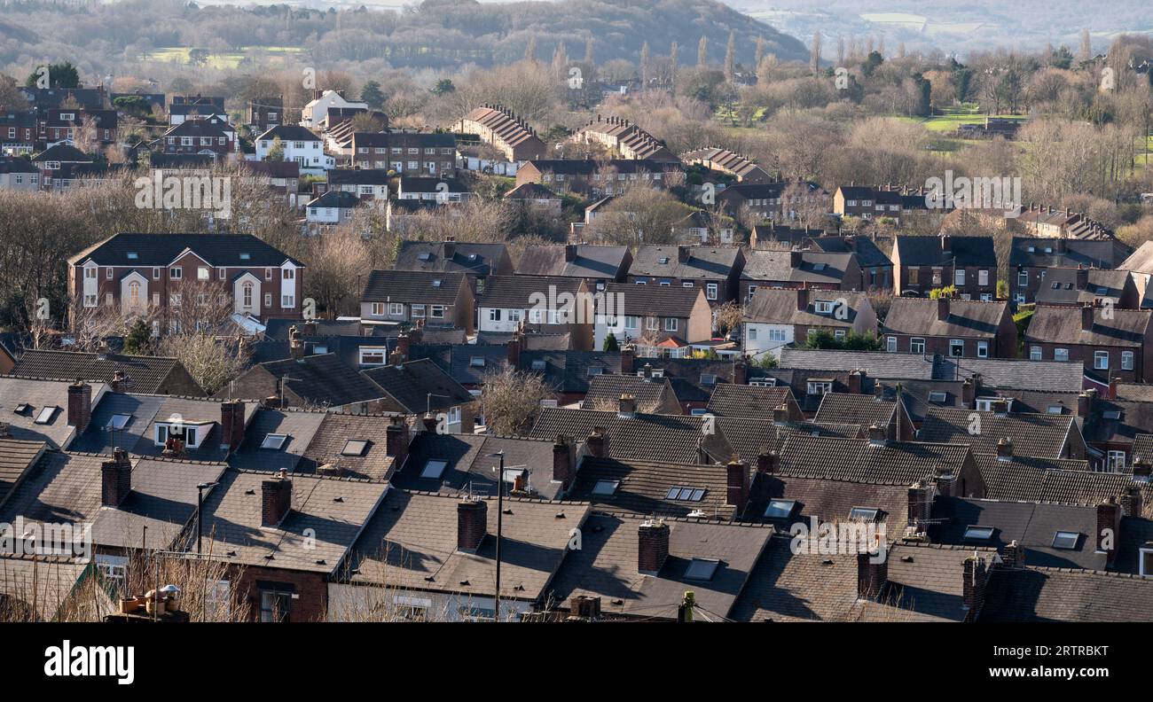 Aerial view of Row of houses in Sheffield at UK Stock Photo Alamy