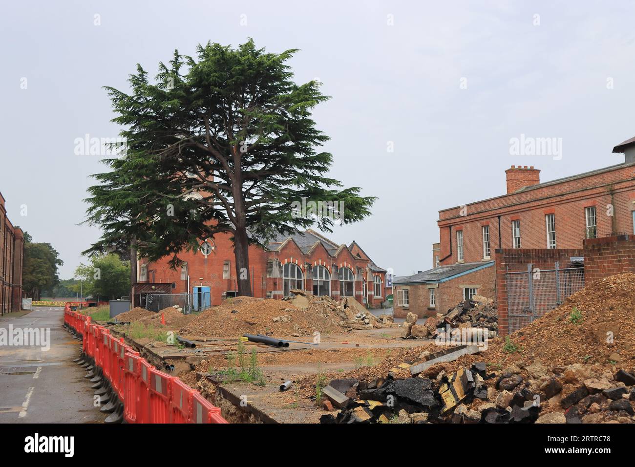 The site of the former Royal Navy Hospital, Haslar, is the subject of a £150 million redevelopment. Most of the buildings on the site are Grade 2 listed buildings and were built in the Victorian and Edwardian eras. This photograph shows the pathology laboratory, beyond the tree. Stock Photo