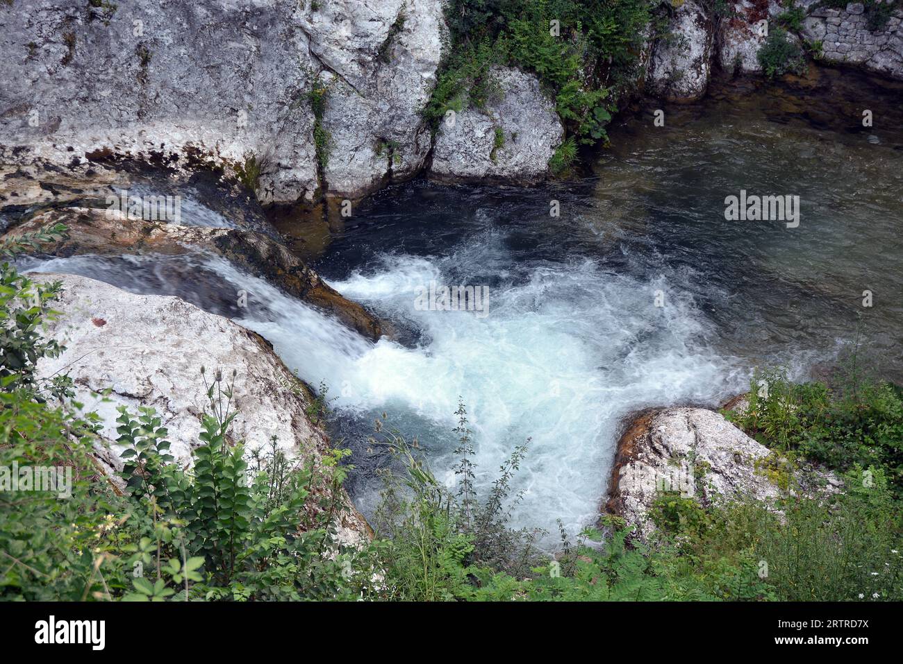 Carpinone, Molise, Italy - The waterfall from the river Carpino e Tura, Stock Photo