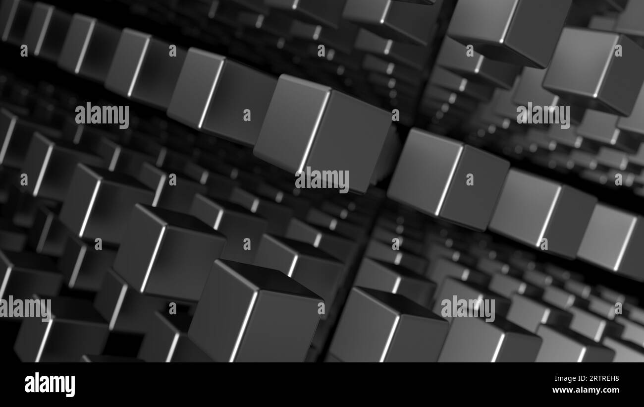 Abstract cubes isolated on black background. 3d illustration Stock ...
