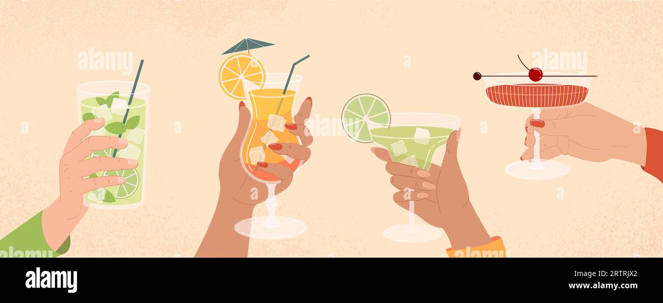 Hands with cocktails vector set Stock Vector Image & Art - Alamy