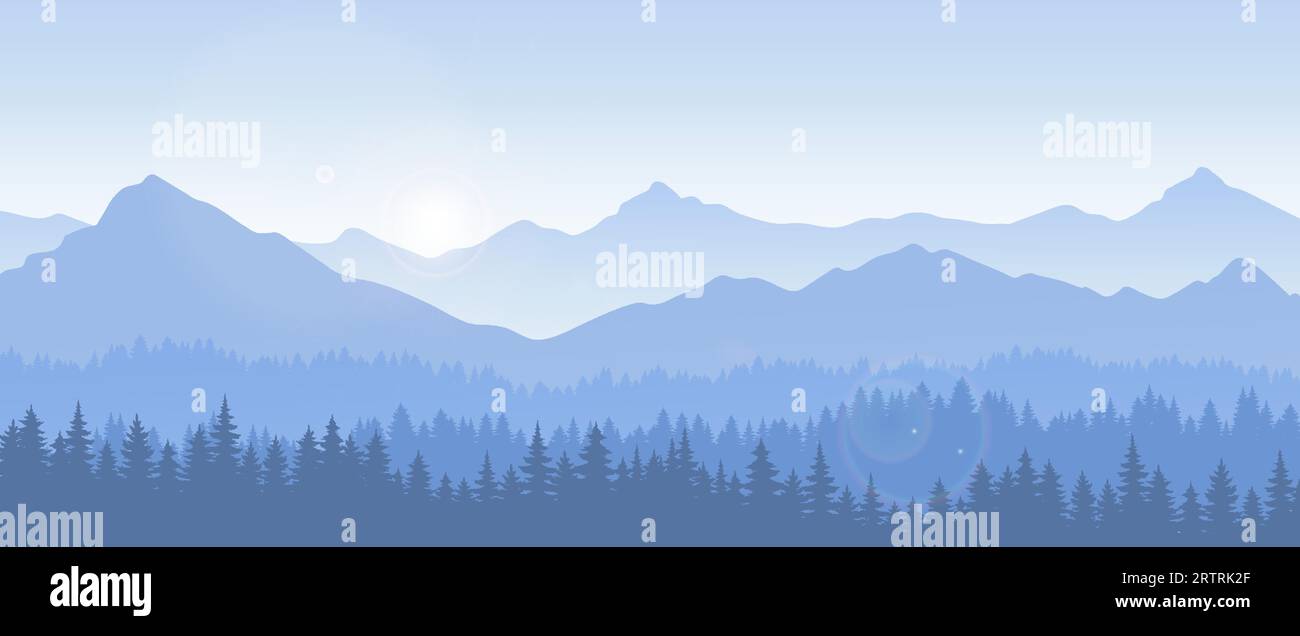 Forest and mountains landscape vector Stock Vector Image & Art - Alamy