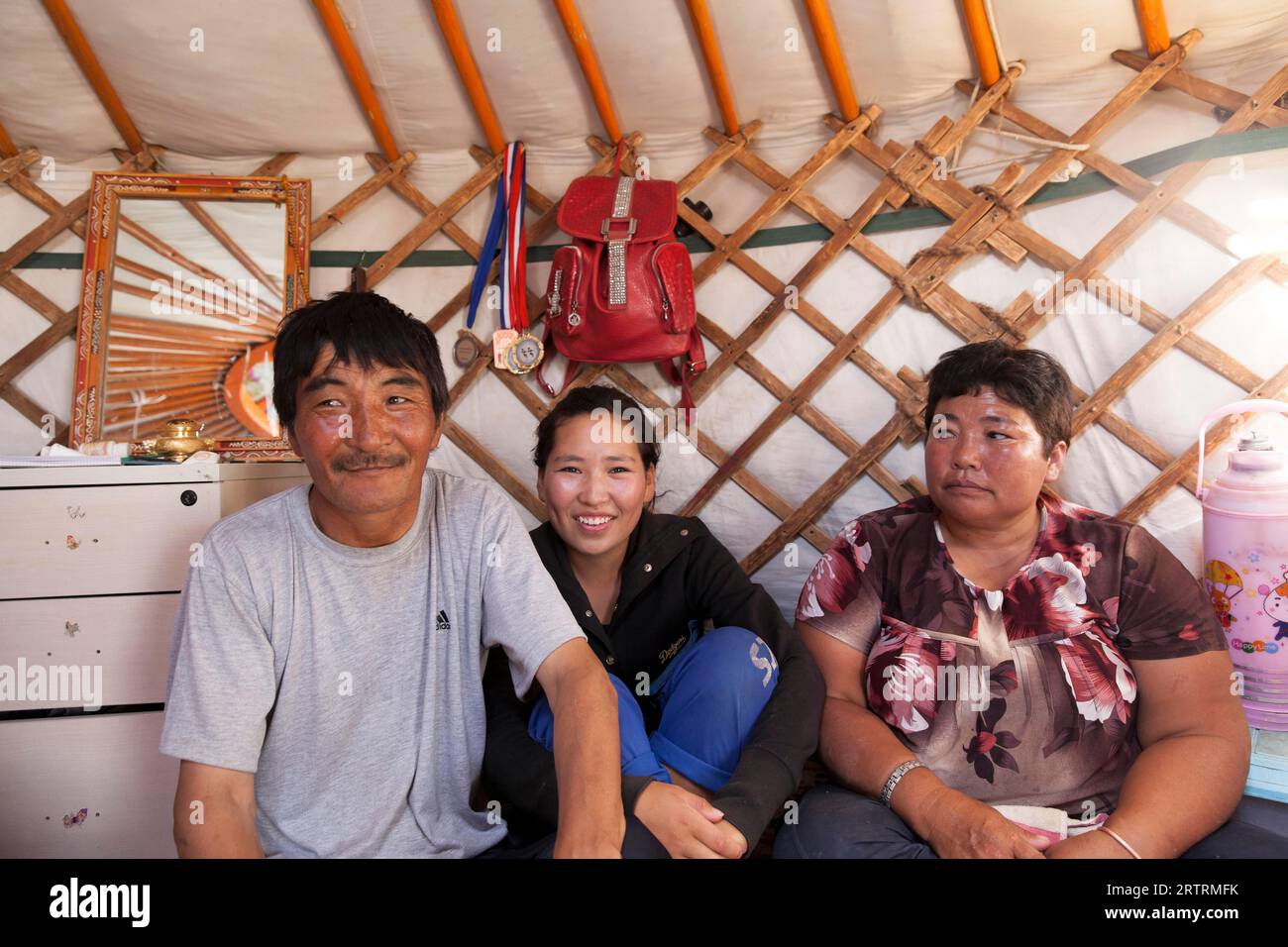 Camel herder family in their yurt, Mongolia Stock Photo - Alamy