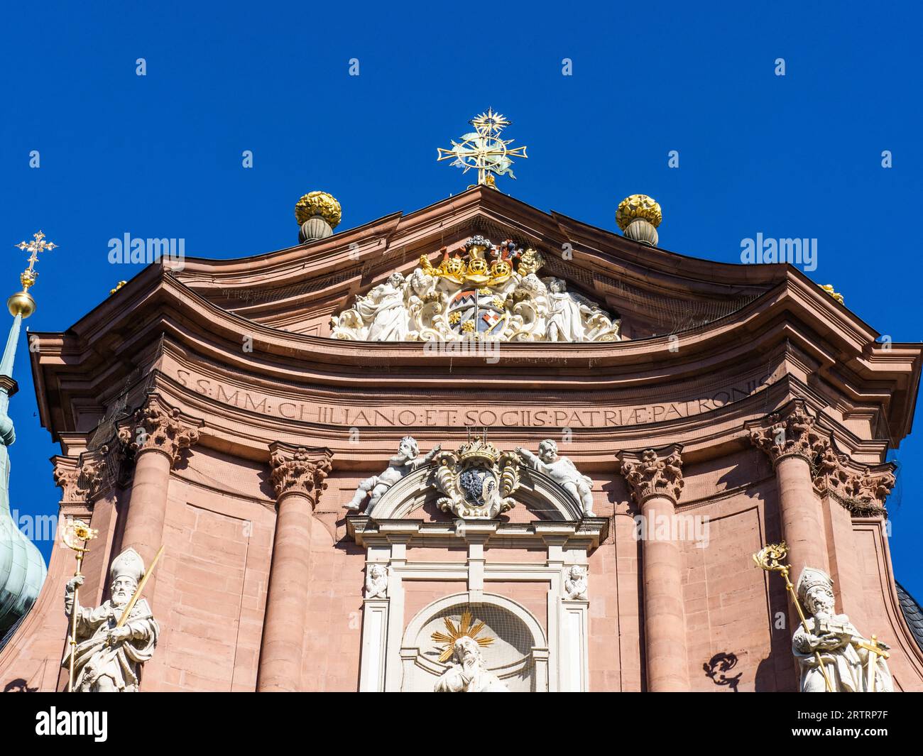 Baroque Neumuenster Church, Neumuenster, church, detail, Wuerzburg, Lower Franconia, Franconia, Bavaria, Germany Stock Photo
