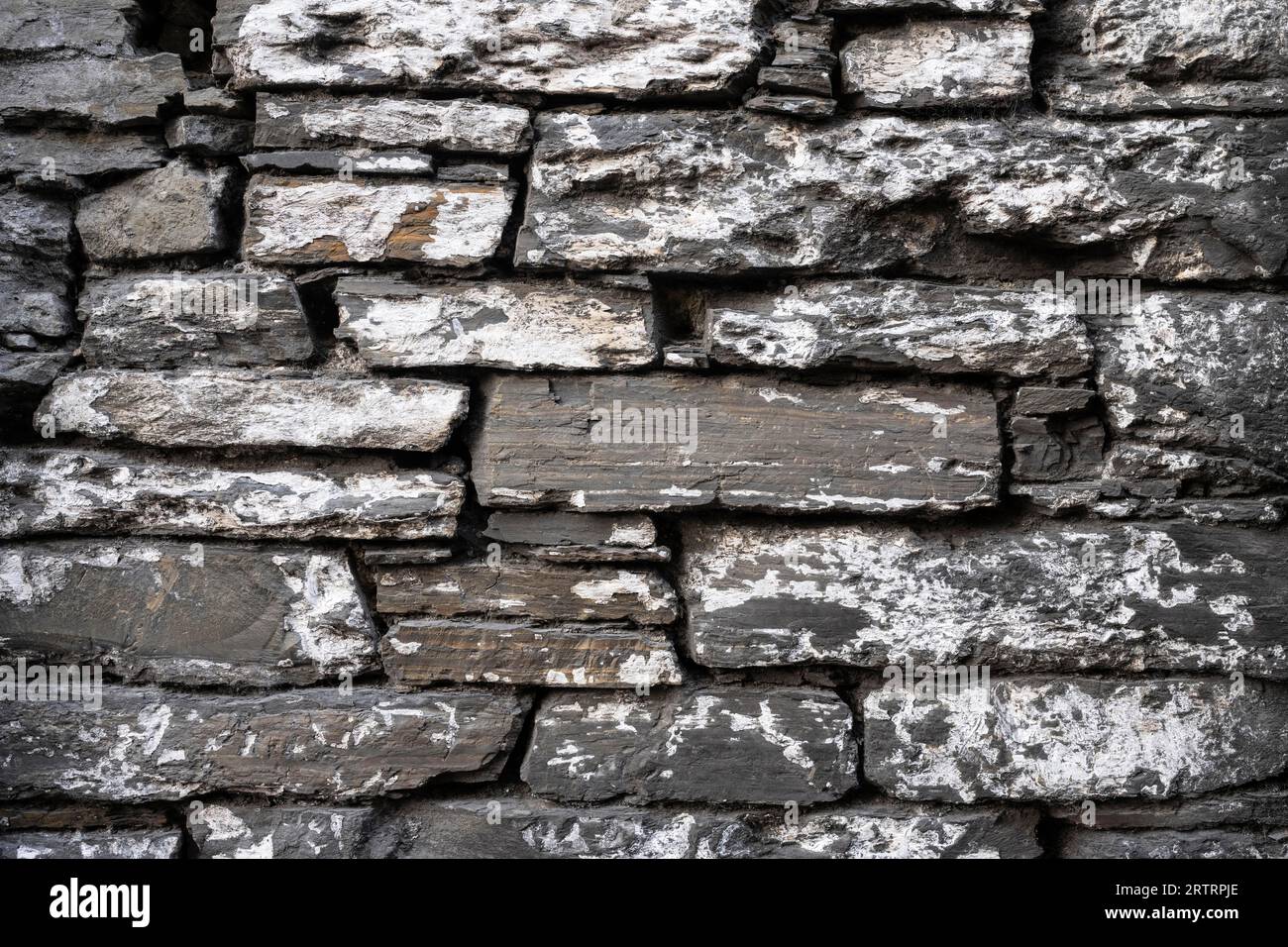 Slate wall stones, full-size, background Stock Photo
